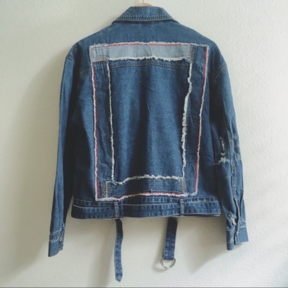 🏷 NWT Oversized distressed moto denim jacket - Picture 5 of 7